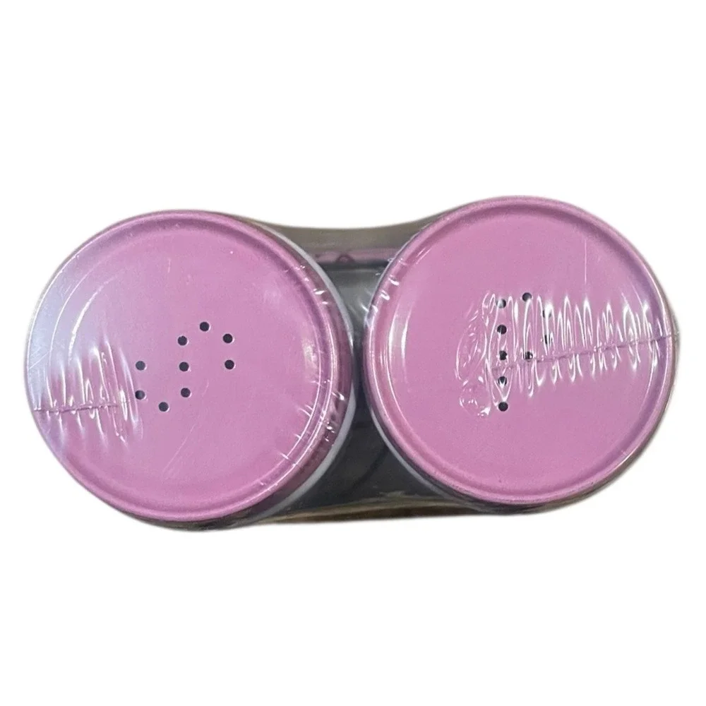 Hello Kitty‎ Salt Pepper Shaker Set with Holder Pink Striped Collectible Gift
